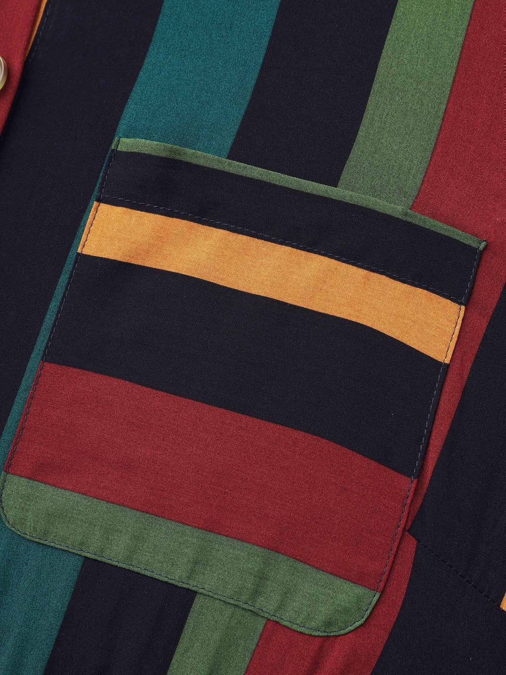 Multi-Color Striped Print Pockets Shirt Dress