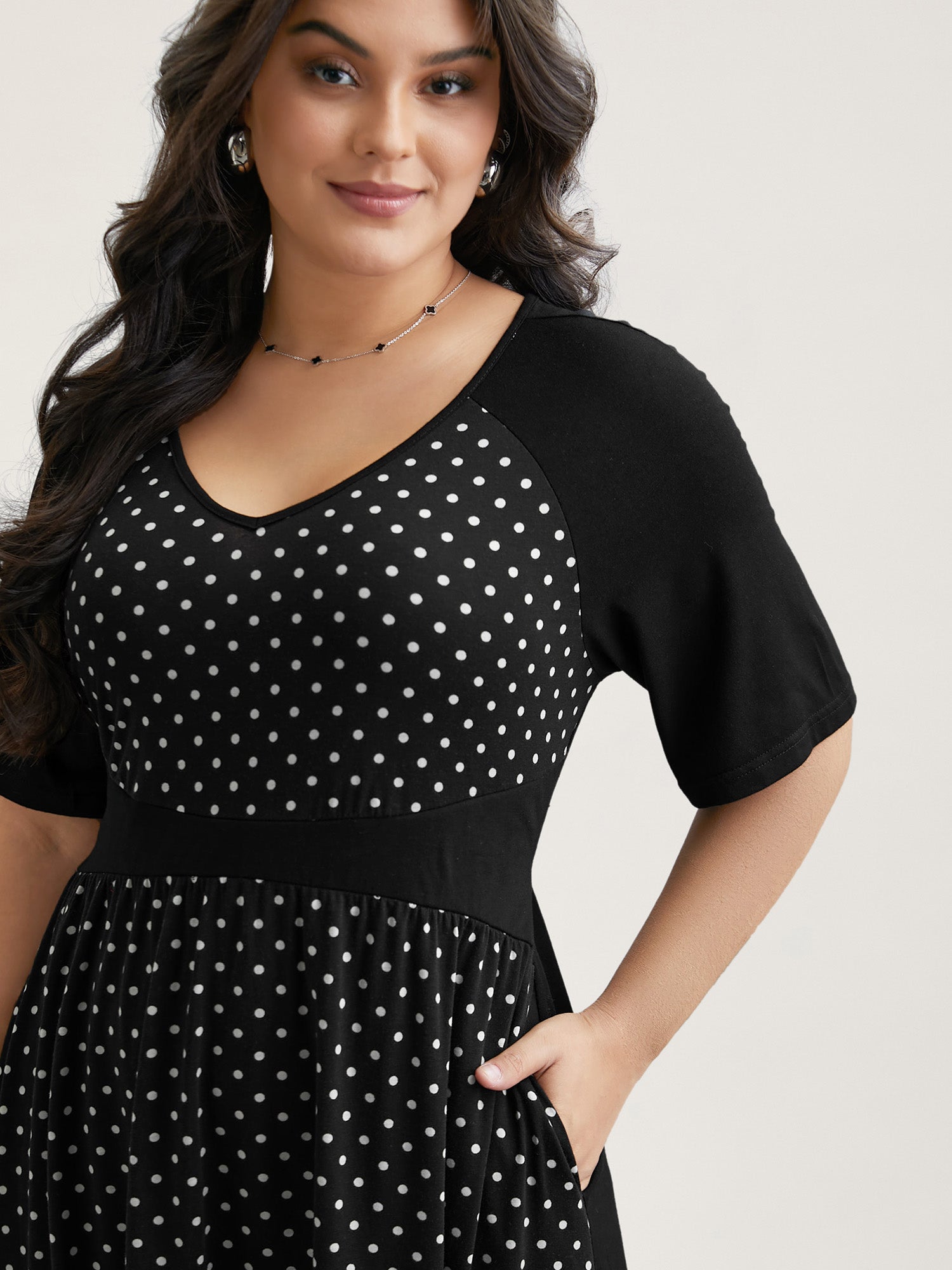 Supersoft Polka Dot Waist-Cinched Midi Dress