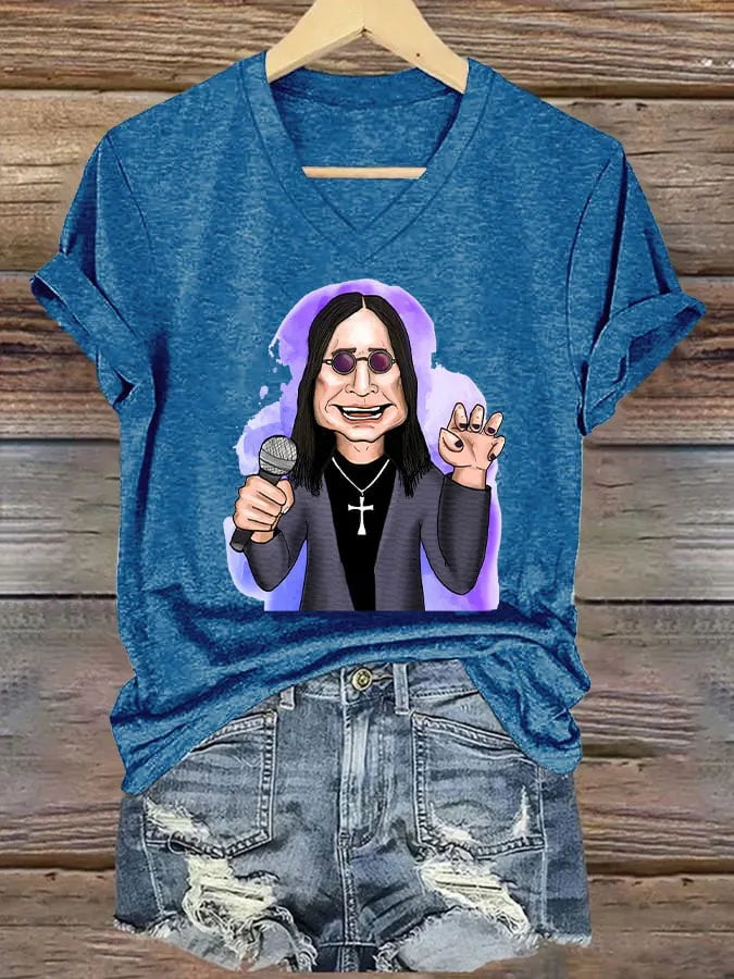Women's casual short-sleeved V-neck T-shirt