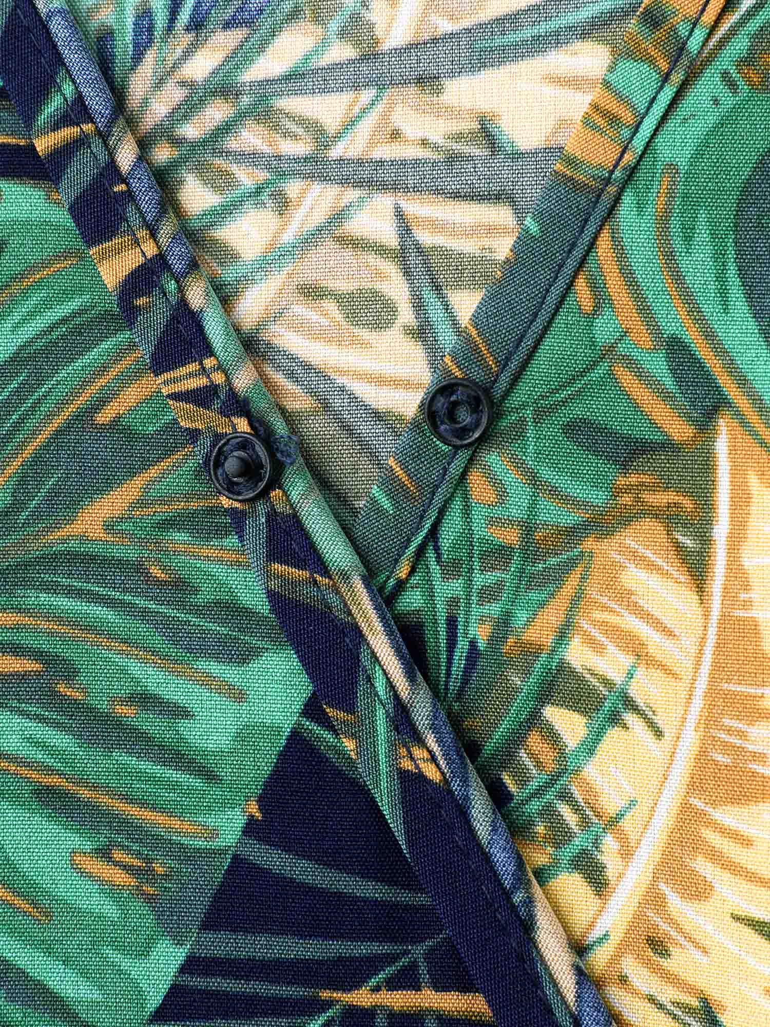 Tropical Print Belted Pocket Midi Dress