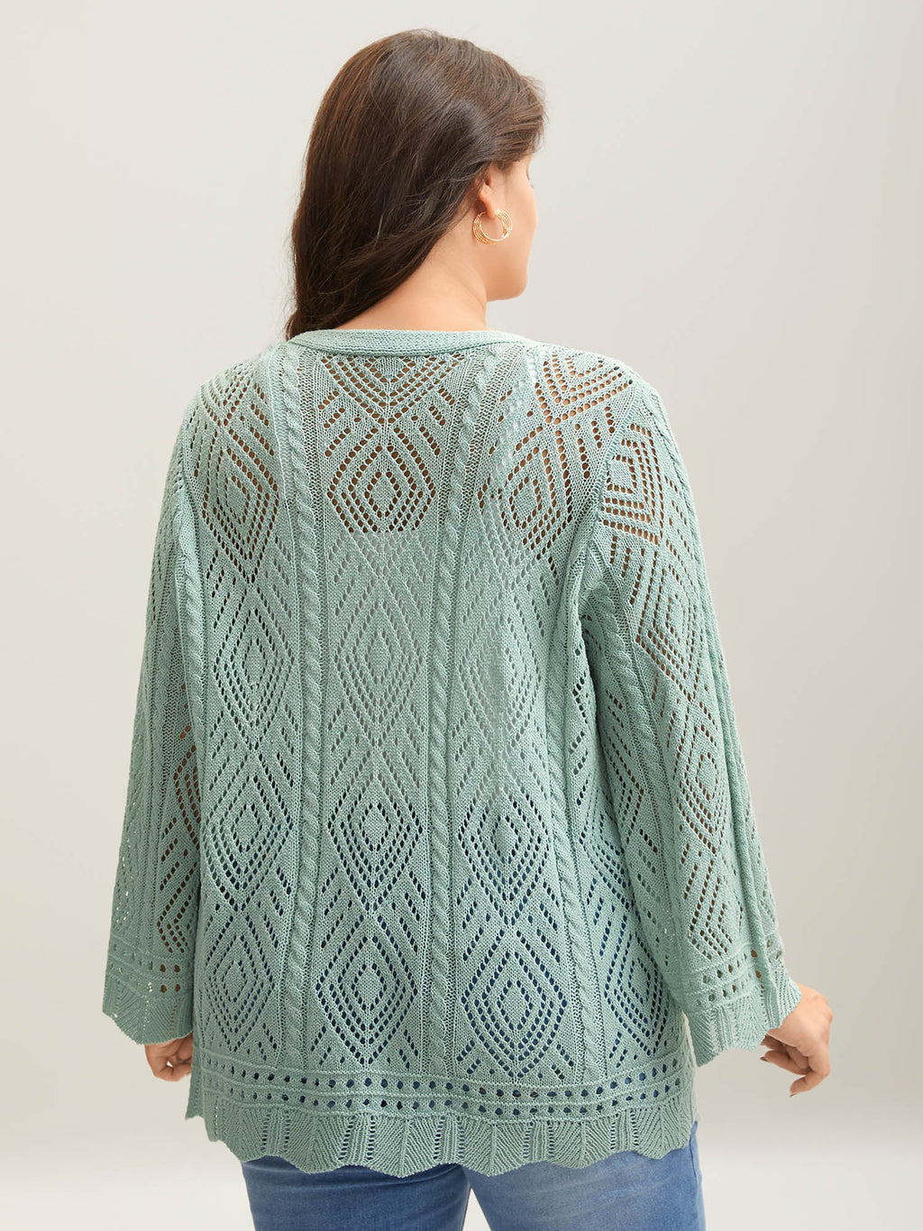 Cut-Out Textured Tied Knit Cardigan