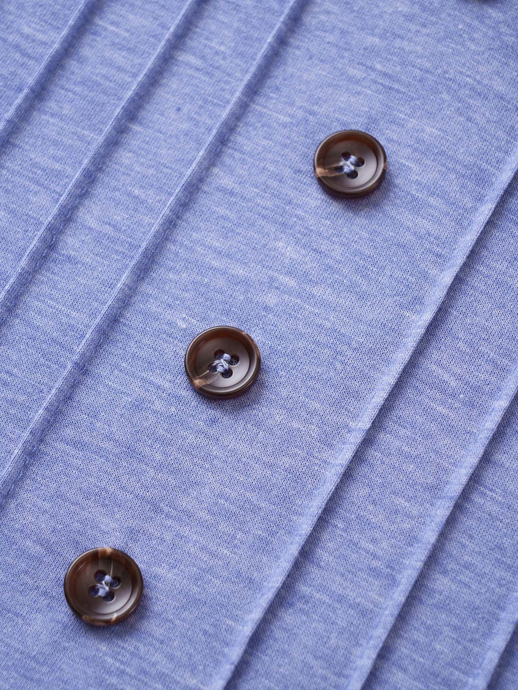 Solid Pleated Front Button Detail V Neck T-shirt