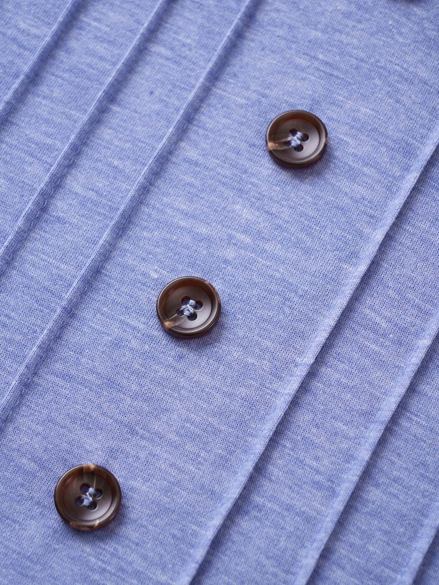 Solid Pleated Front Button Detail V Neck T-shirt