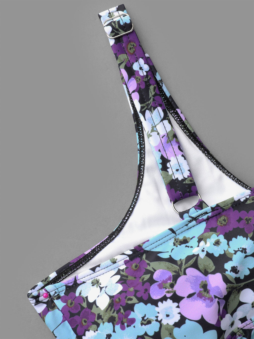 Ditsy Floral Ties Adjustable Ruched Swim Top