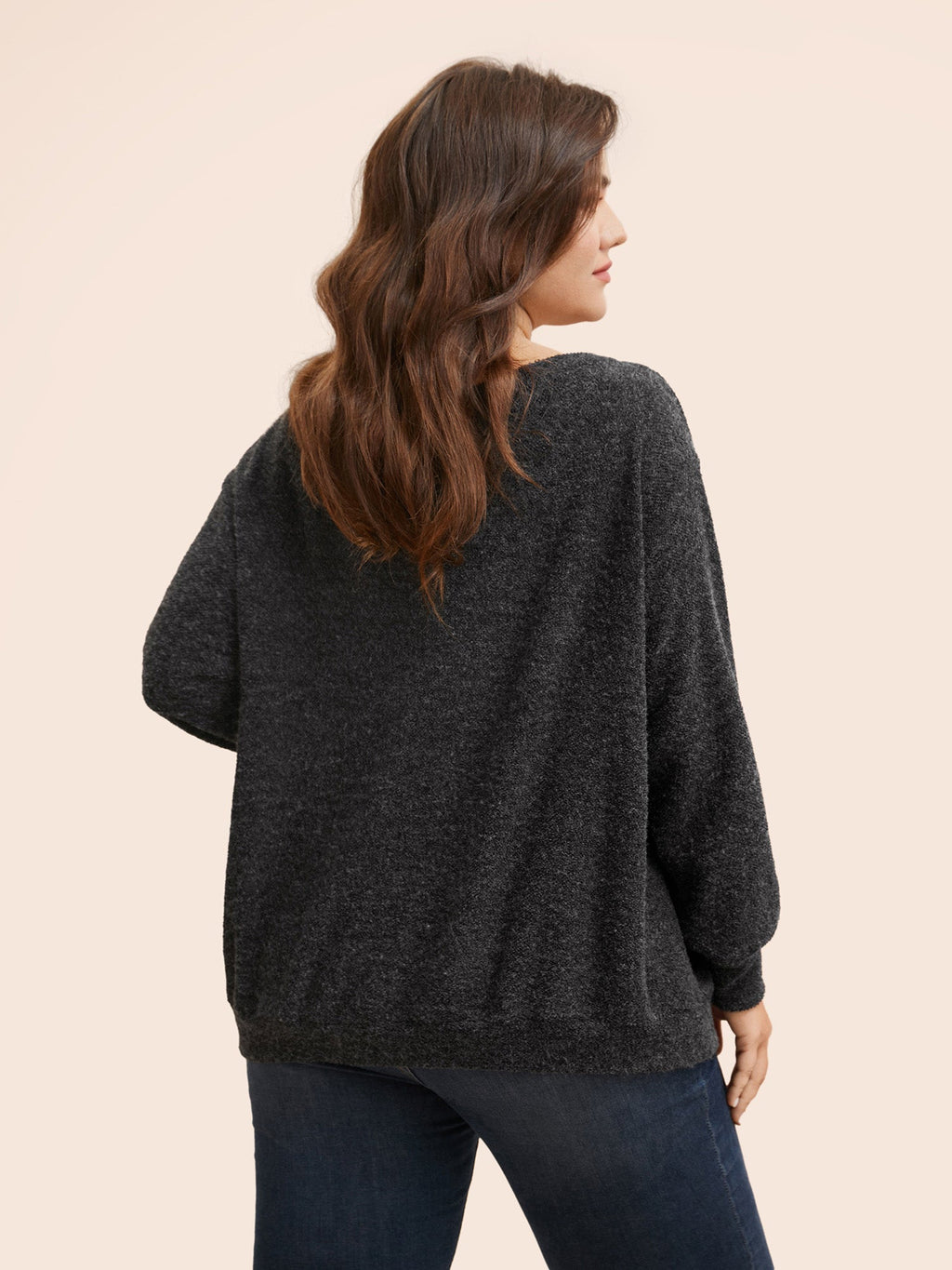 Textured Off Shoulder Drop Shoulder Sleeve Sweatshirt
