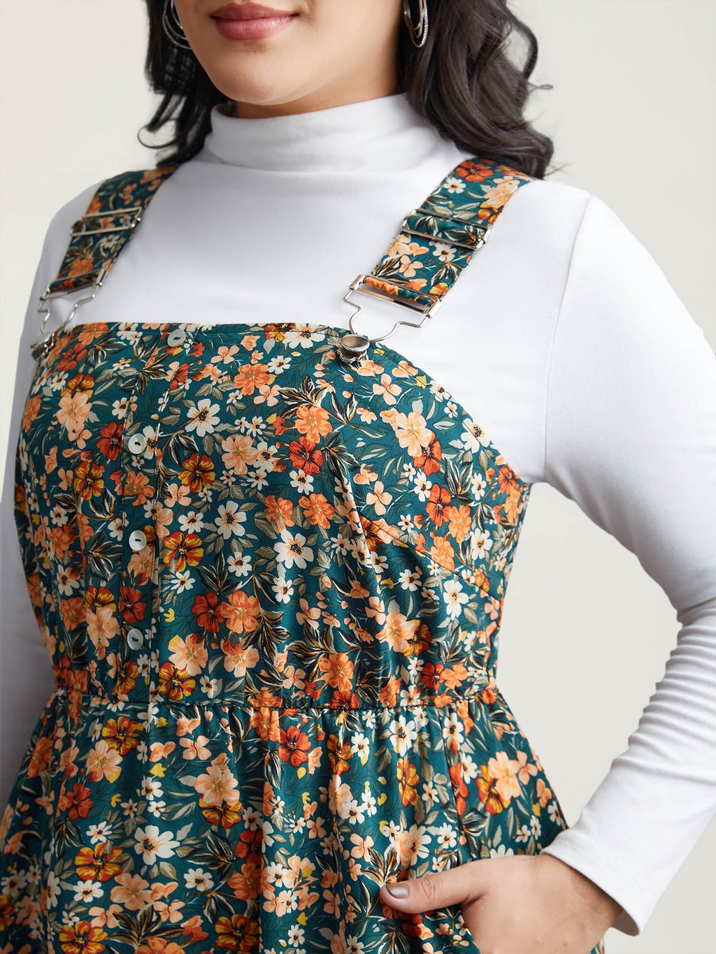 Ditsy Floral Adjustable Straps Elastic Waist Dress
