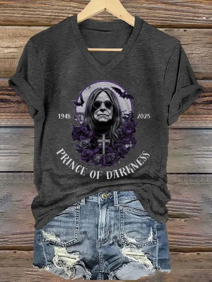 Women's "Hot Singer" Printed V-Neck T-Shirt