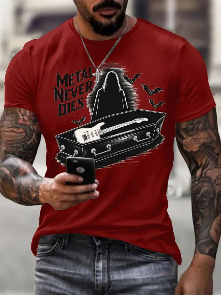 Metal Never Dies Men's Casual T-Shirt