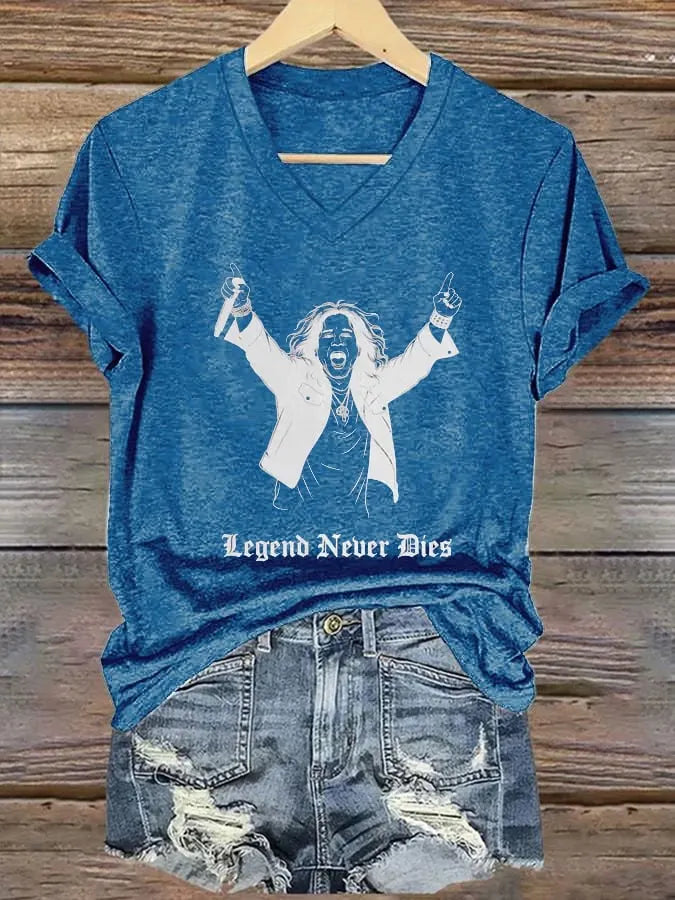 Women's "Hot Singer" Printed V-Neck T-Shirt