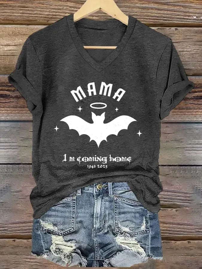 Women's "Hot Singer" Mama I'm Coming Home Printed V-Neck T-Shirt