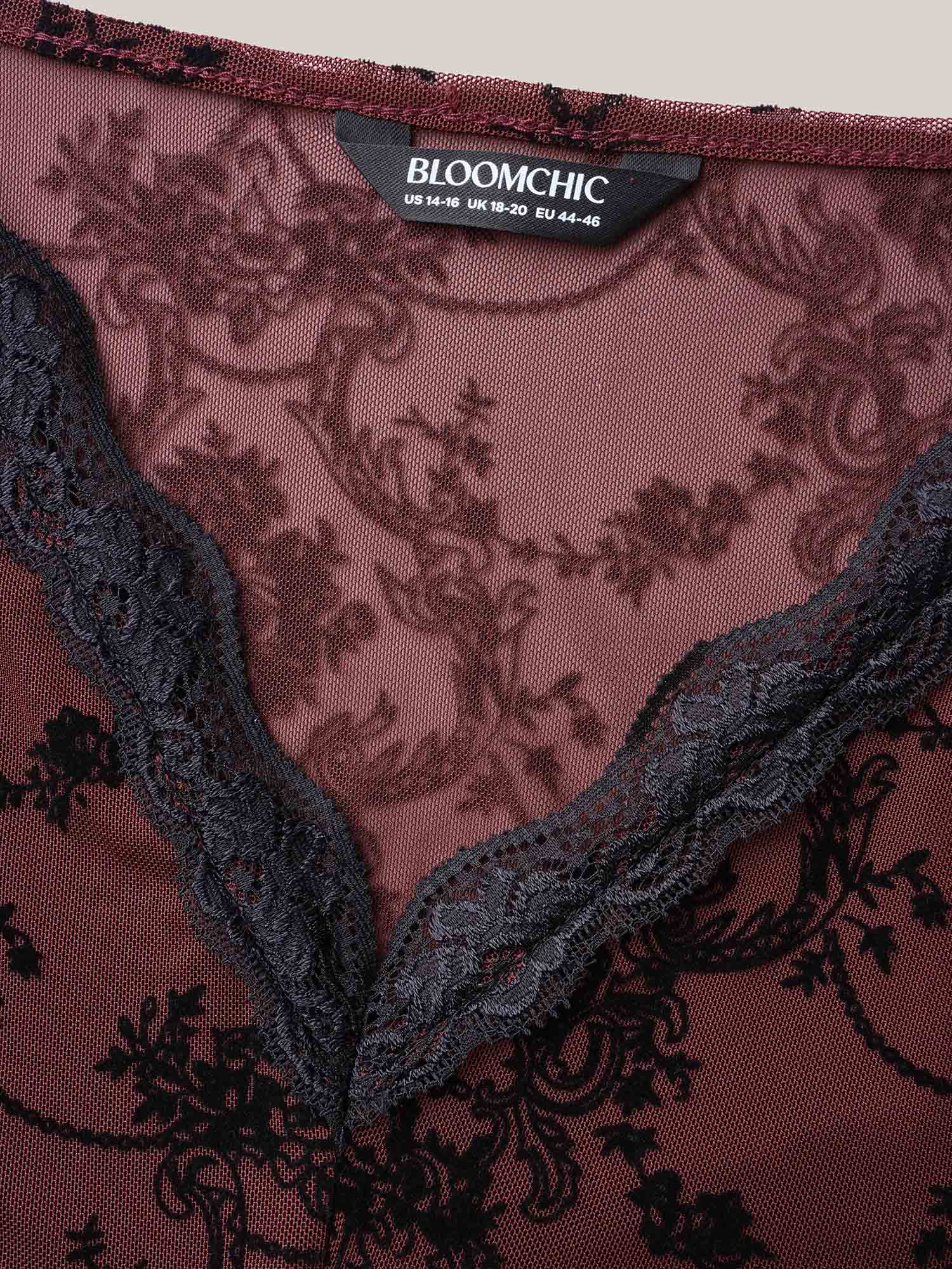 Sheer Floral Lace Patchwork Tie Sleep Dress