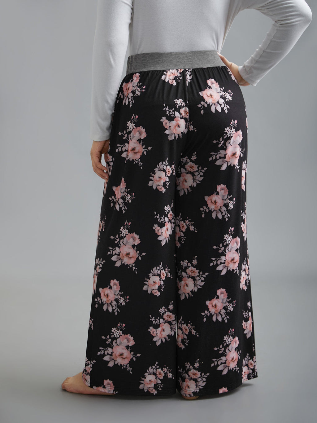 Floral Contrast Waist Lounge Bottoms