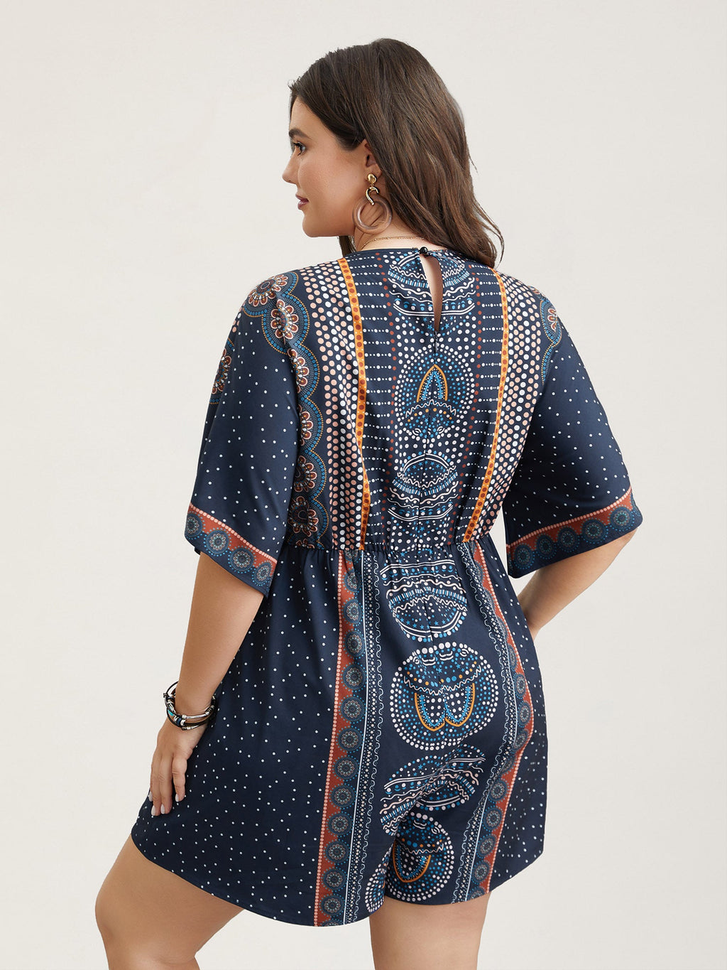 Mixed Ornate Print Pockets Romper