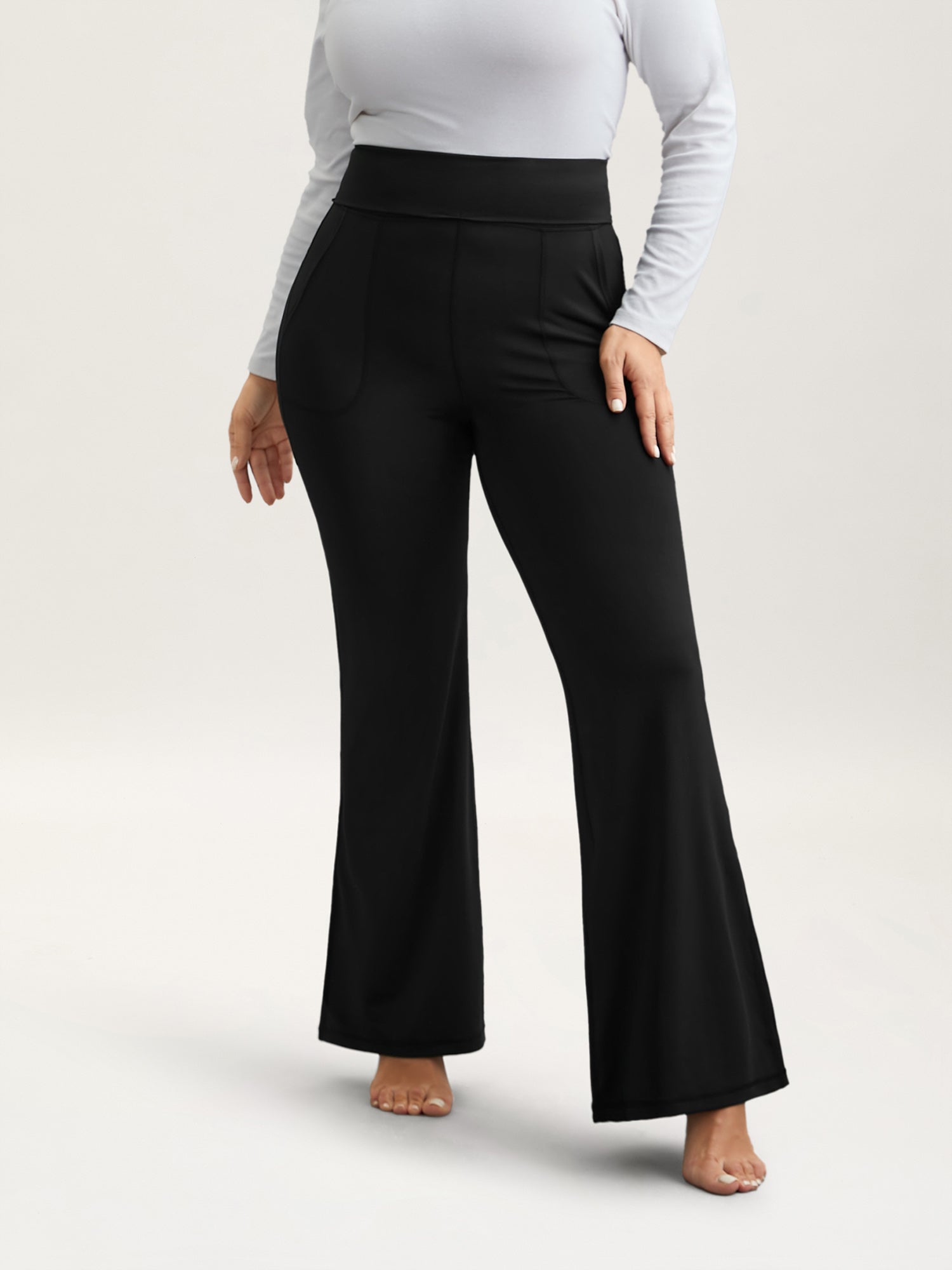 Ruched Wide Waist Pockets Tight Pants