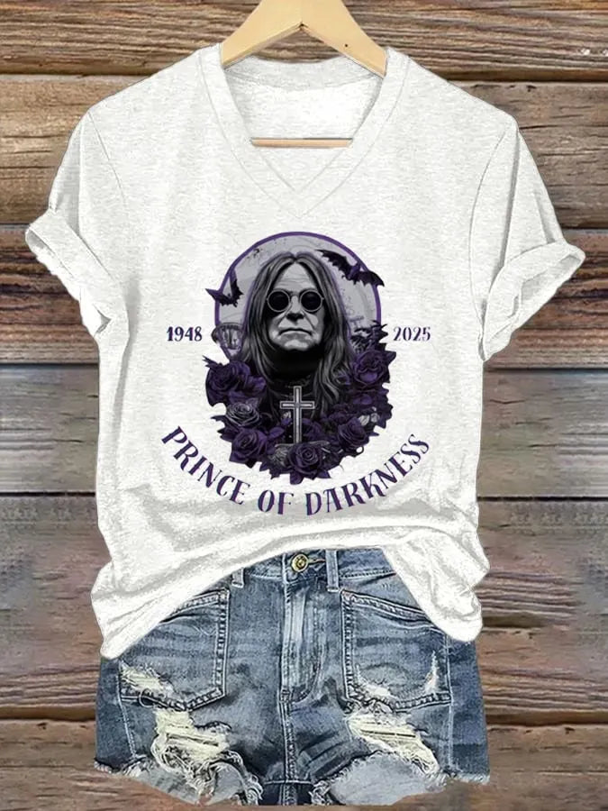Women's "Hot Singer" Printed V-Neck T-Shirt