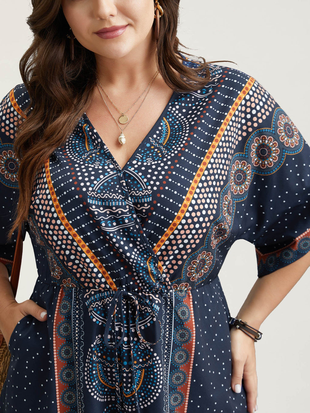 Mixed Ornate Print Pockets Romper