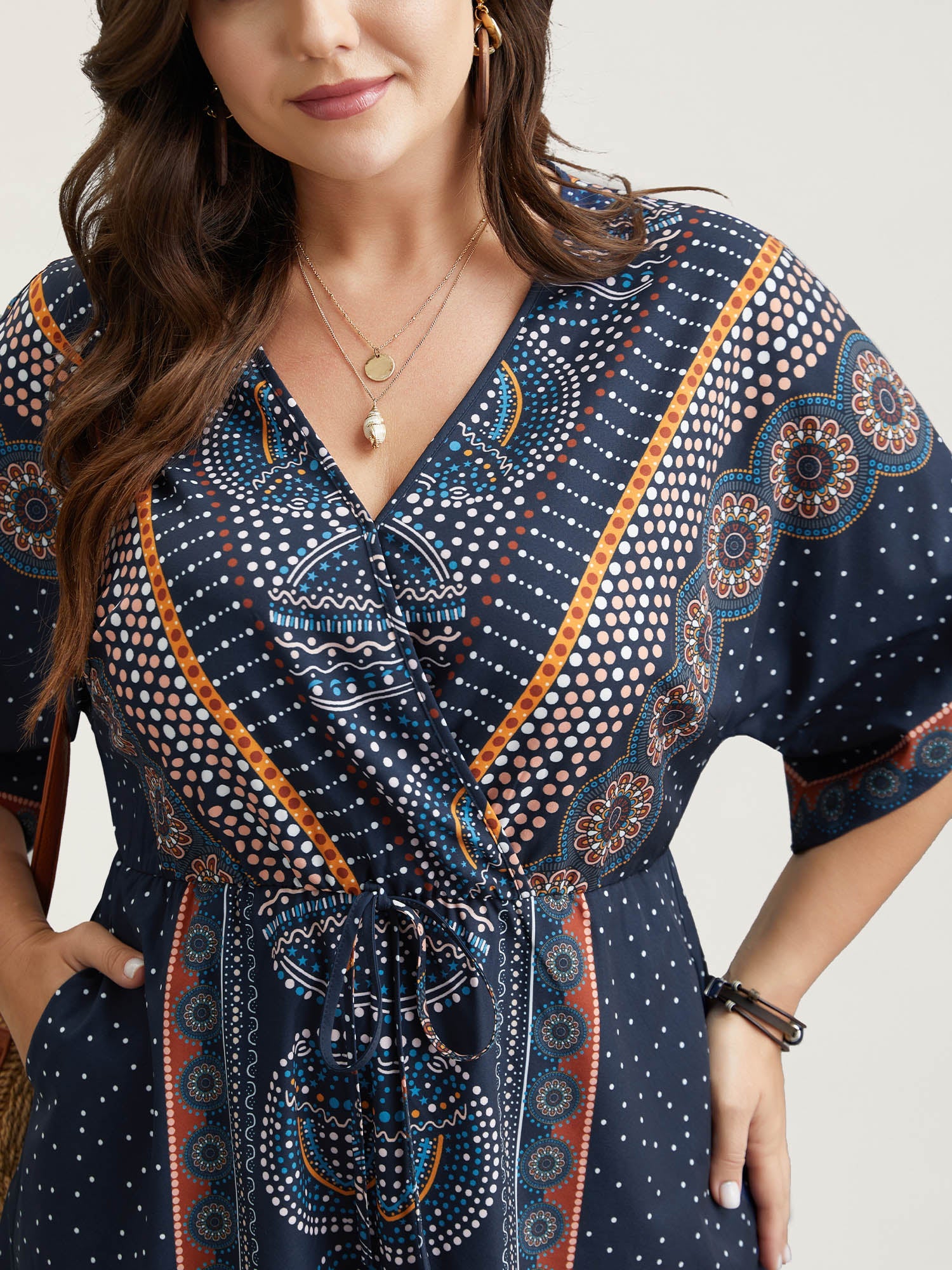 Mixed Ornate Print Pockets Romper
