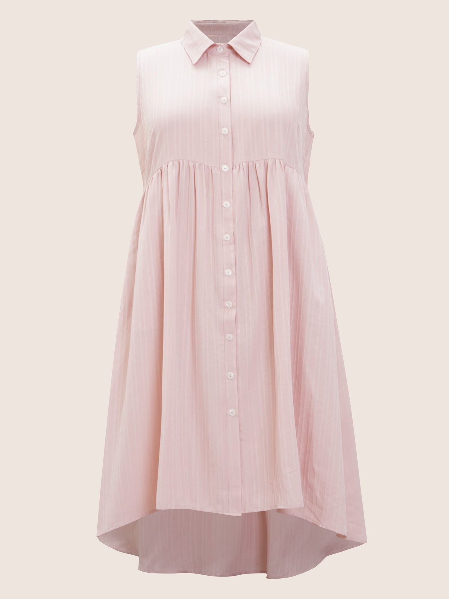 Solid Shirt Collar Ruffle Pocket High Low Hem Button Up Dress
