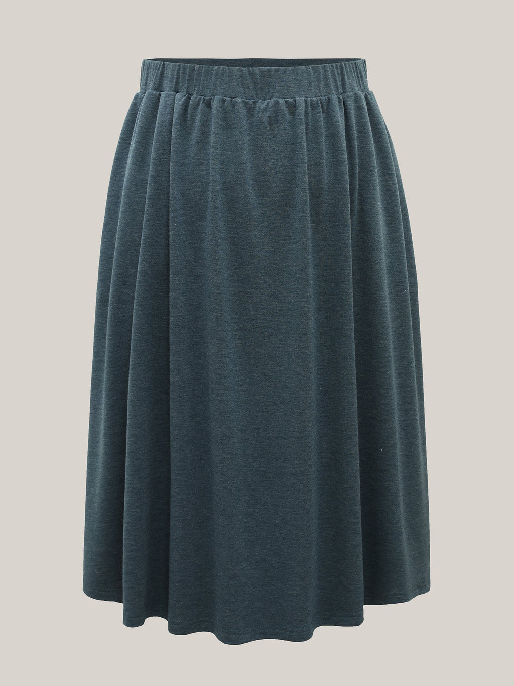 Heather Stretchy-Waist Pleated Midi Skirt