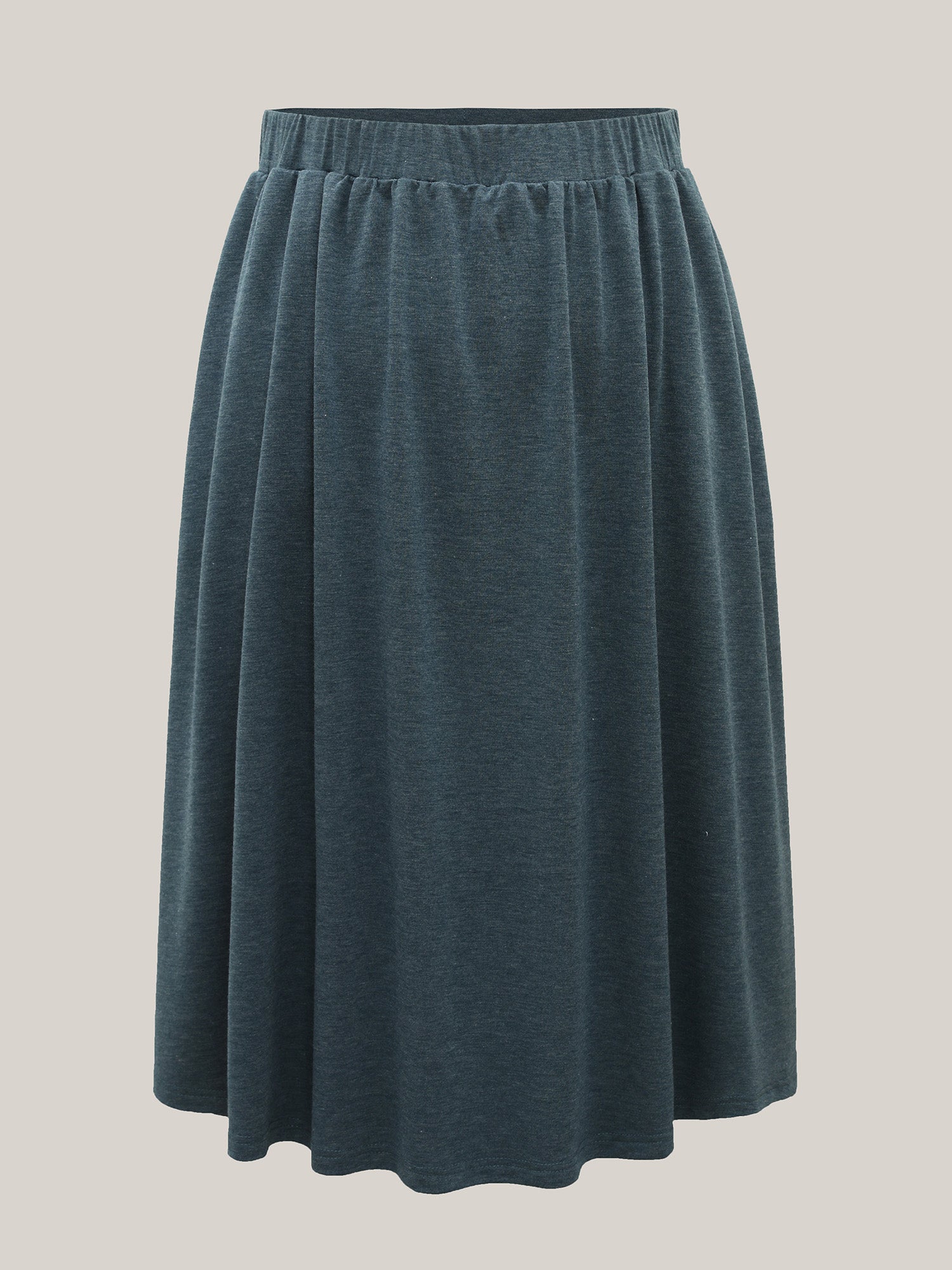 Heather Stretchy-Waist Pleated Midi Skirt