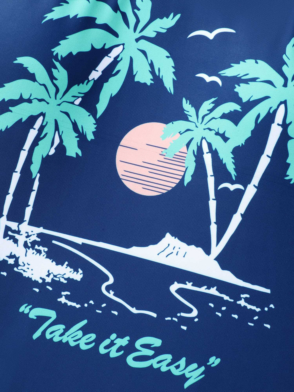 Island Print Non-Removable Cups Swim Top