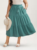 Smocked Waist Lace Tiered Midi Skirt