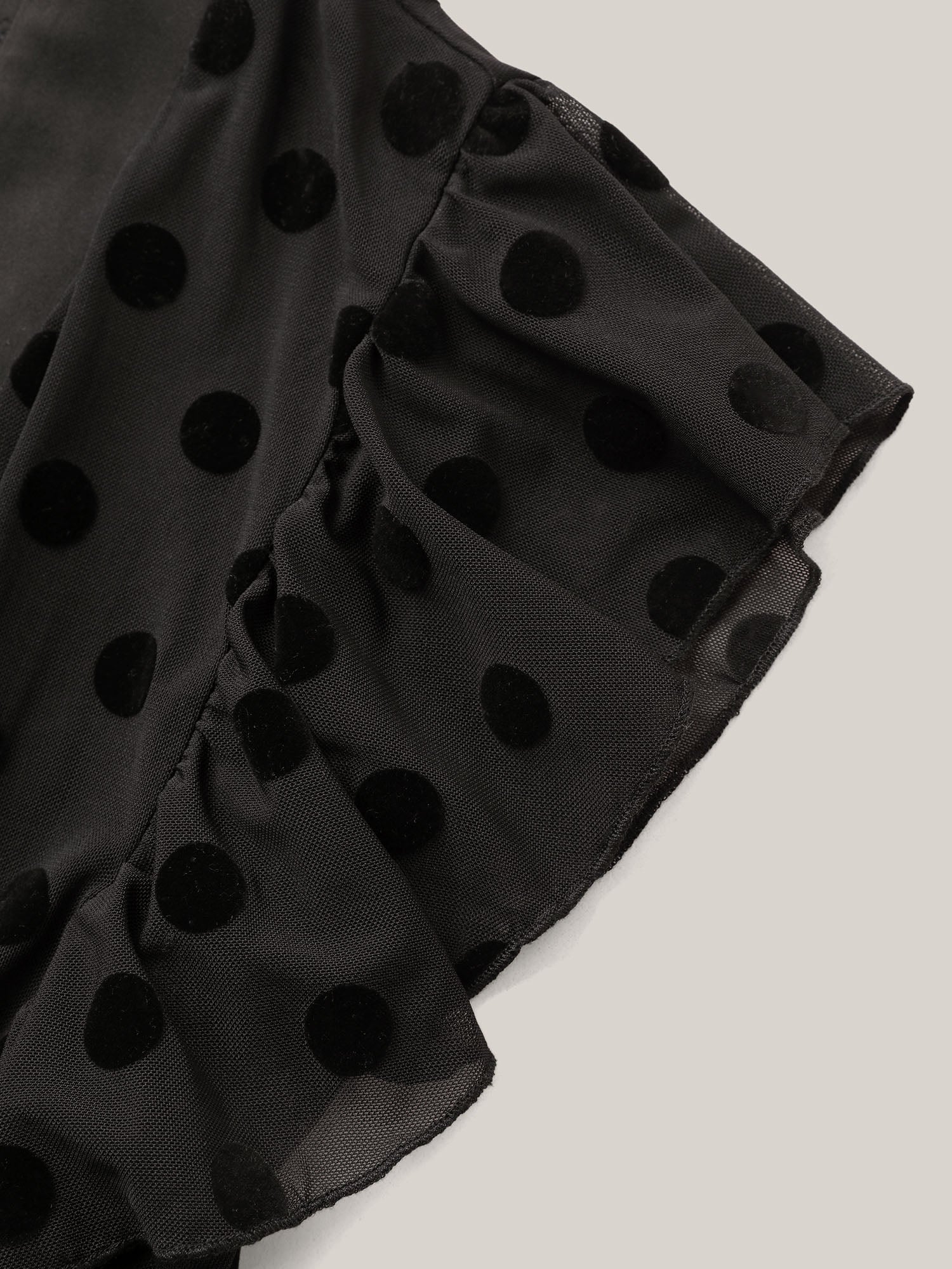 Polka Dot Mesh Ruffle Cap Sleeve Sleep Dress