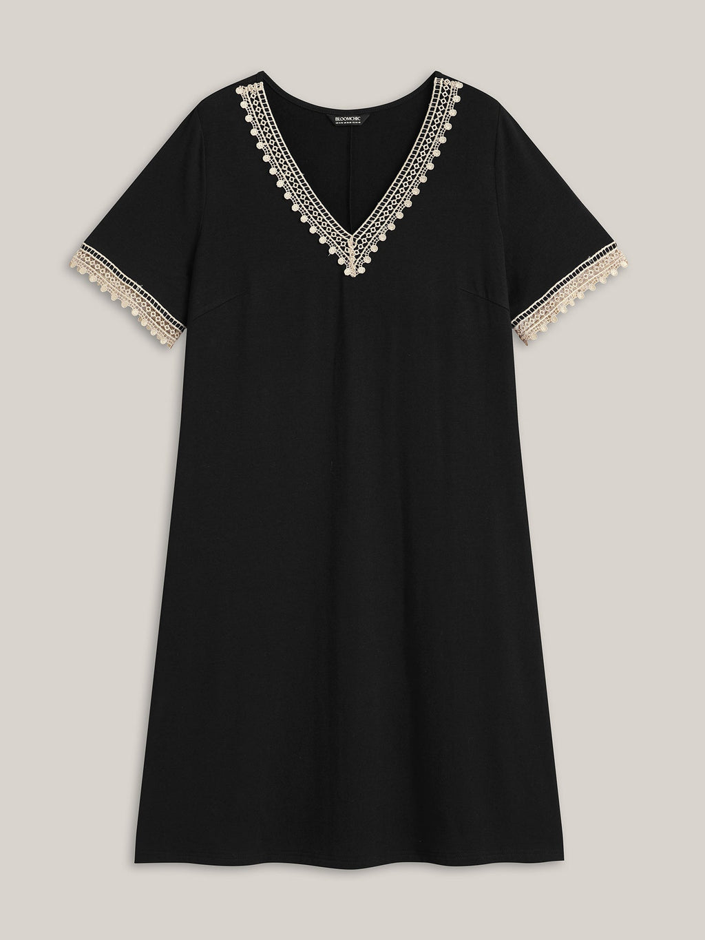 Super Soft V-Neck Lace Midi Dress