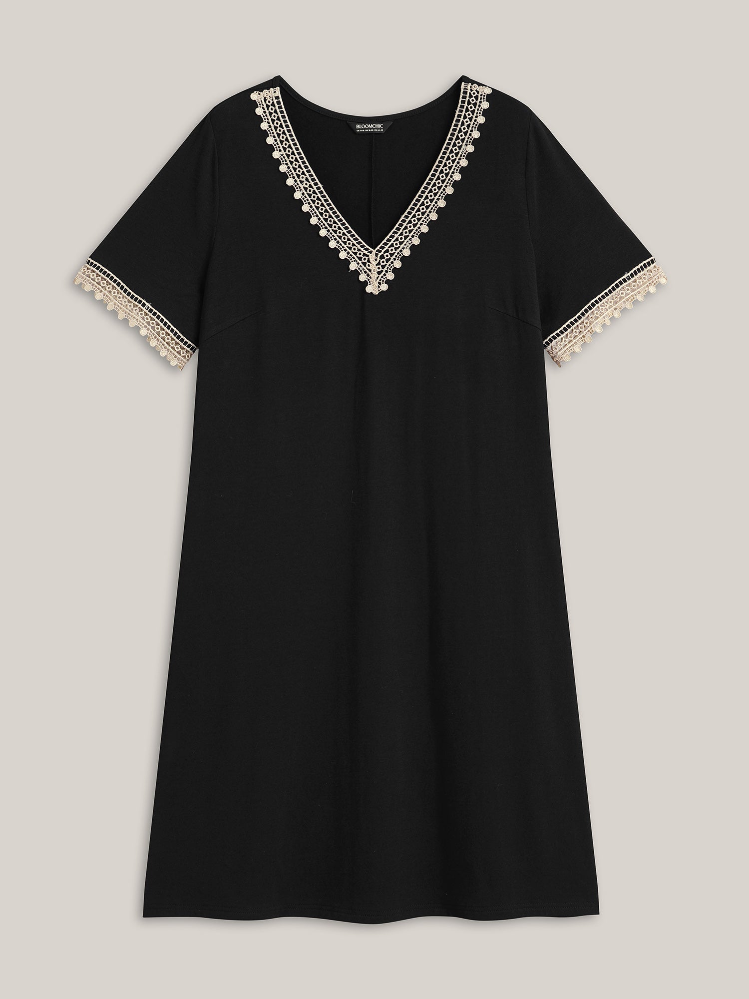 Super Soft V-Neck Lace Midi Dress