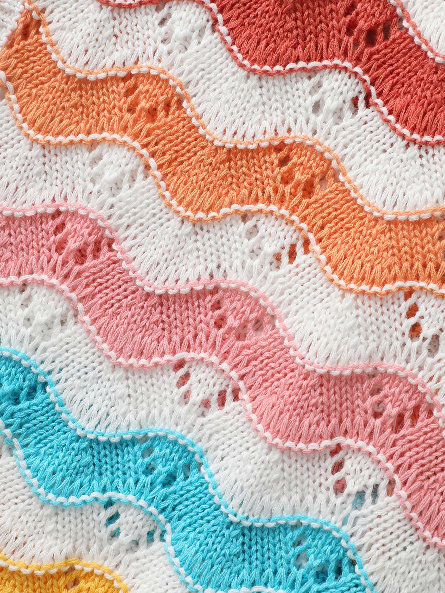 Cotton Rainbow Perforated Front Tie Cardigan