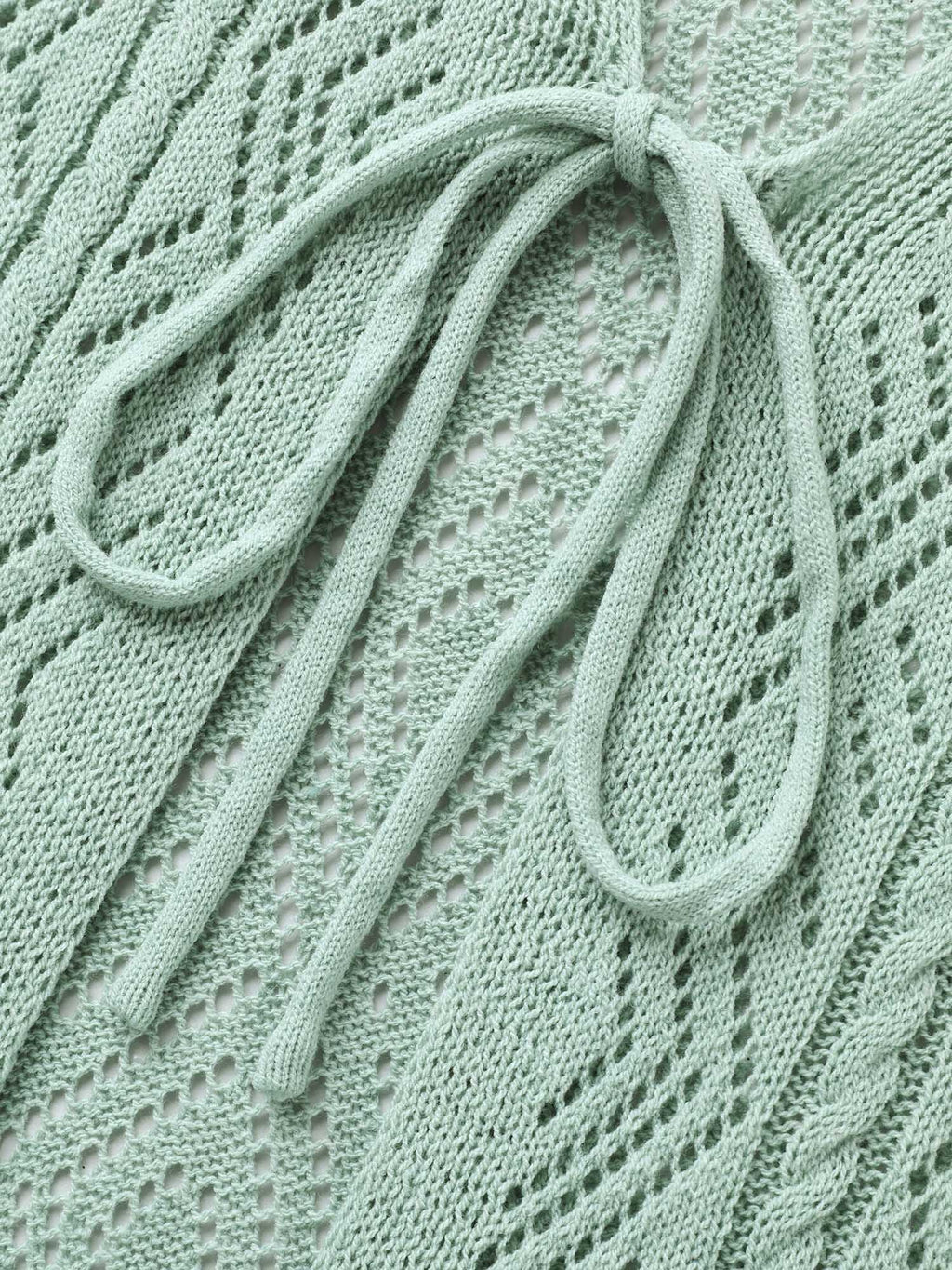 Cut-Out Textured Tied Knit Cardigan