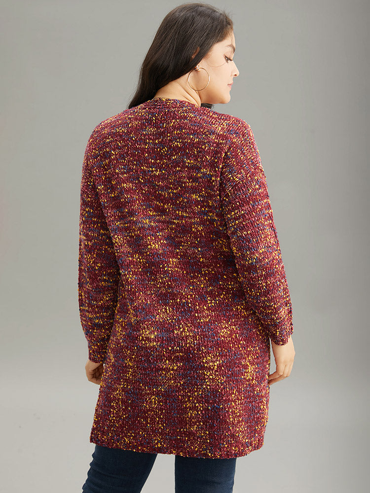 Color Textured Open Front Cardigan