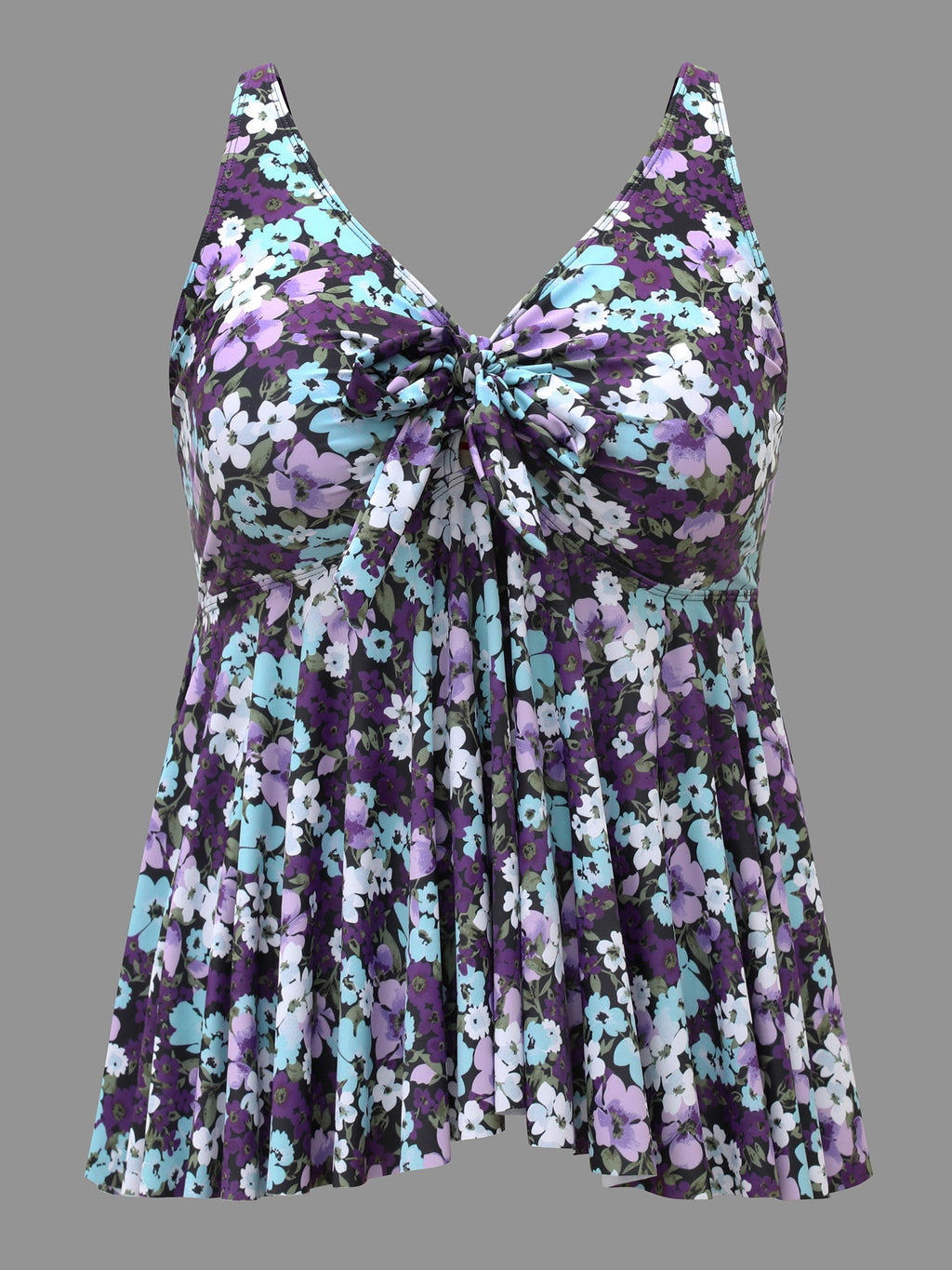 Ditsy Floral Ties Adjustable Ruched Swim Top