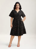 Floral Flared Sleeve Tiered Midi Dress