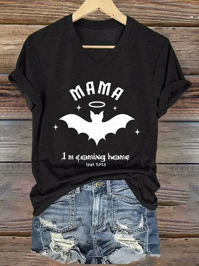 Women's "Hot Singer" Mama I'm Coming Home Printed V-Neck T-Shirt