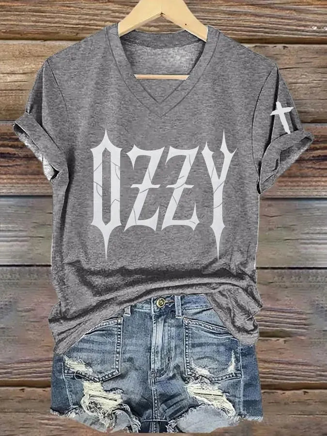 Women's Hot Singer Printed V-Neck T-Shirt