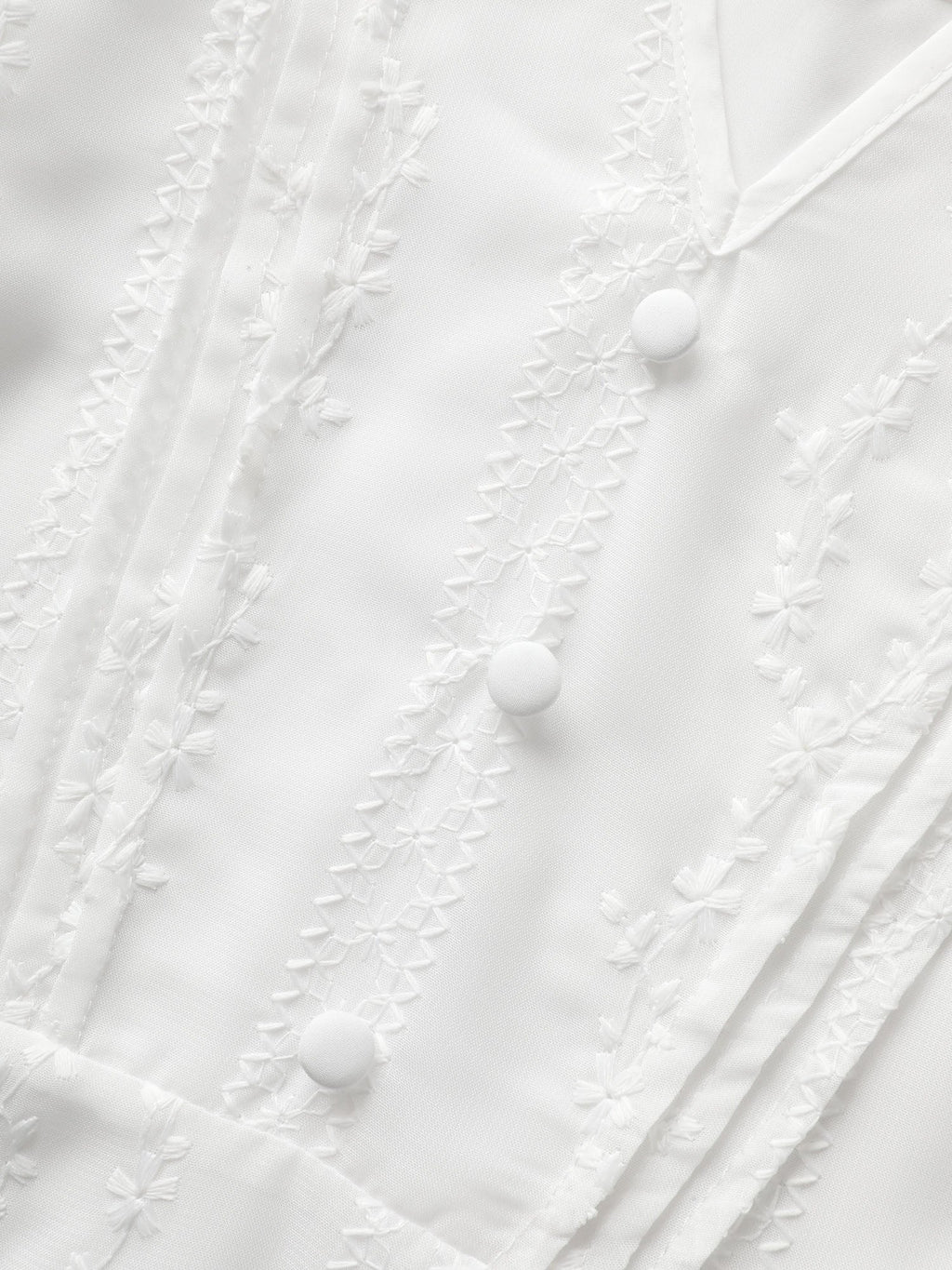 Texture Mesh Button Detail Tucked Seam Blouse