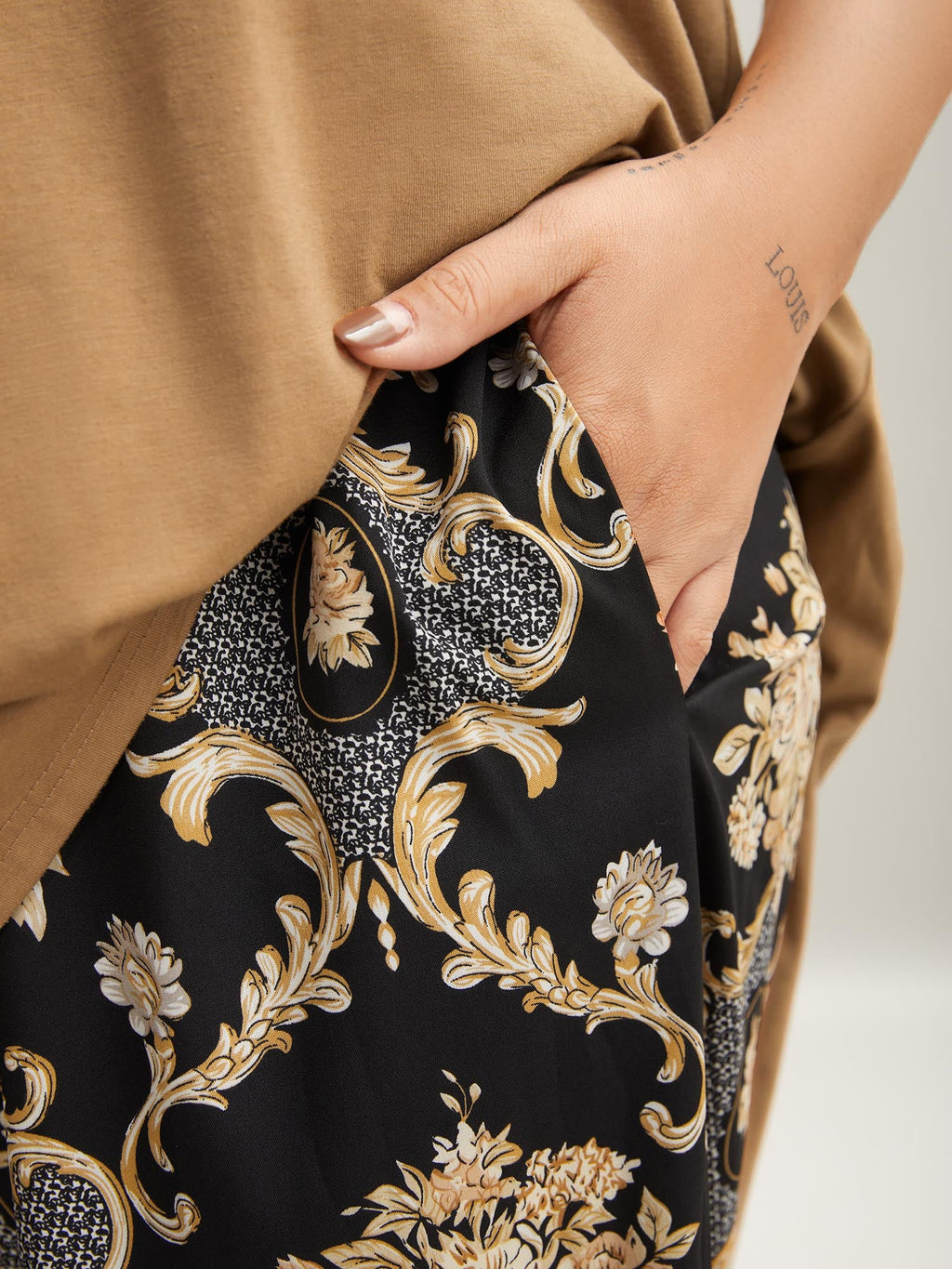 Boho Print Color Contrast Loungewear Set