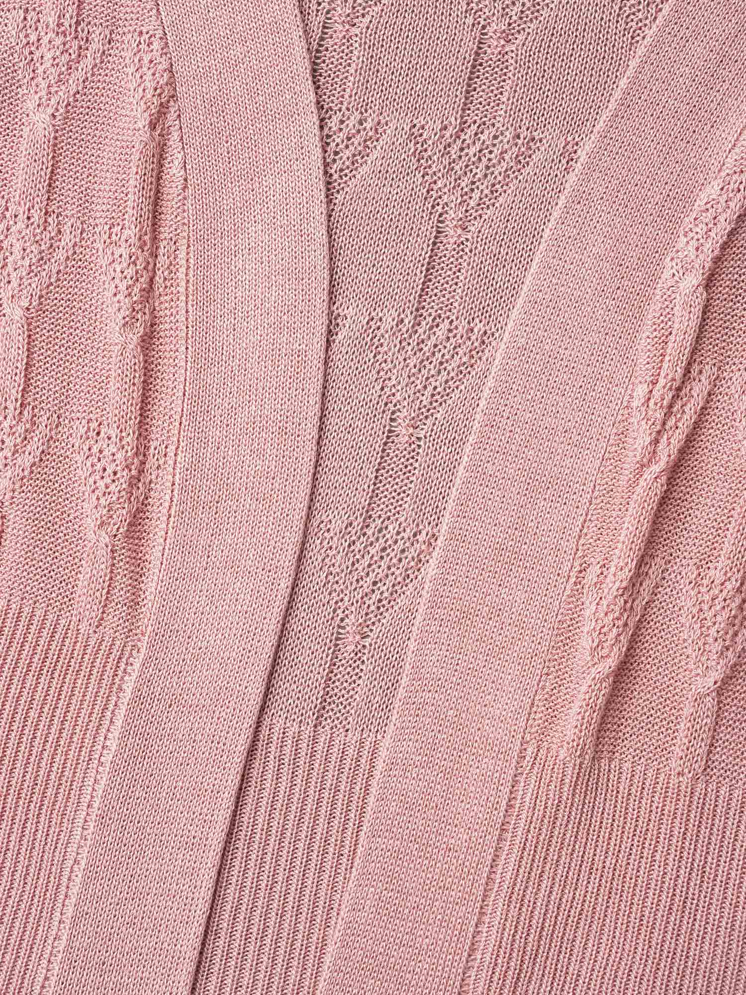 Cut-Out Textured Open-Front Knit Cardigan
