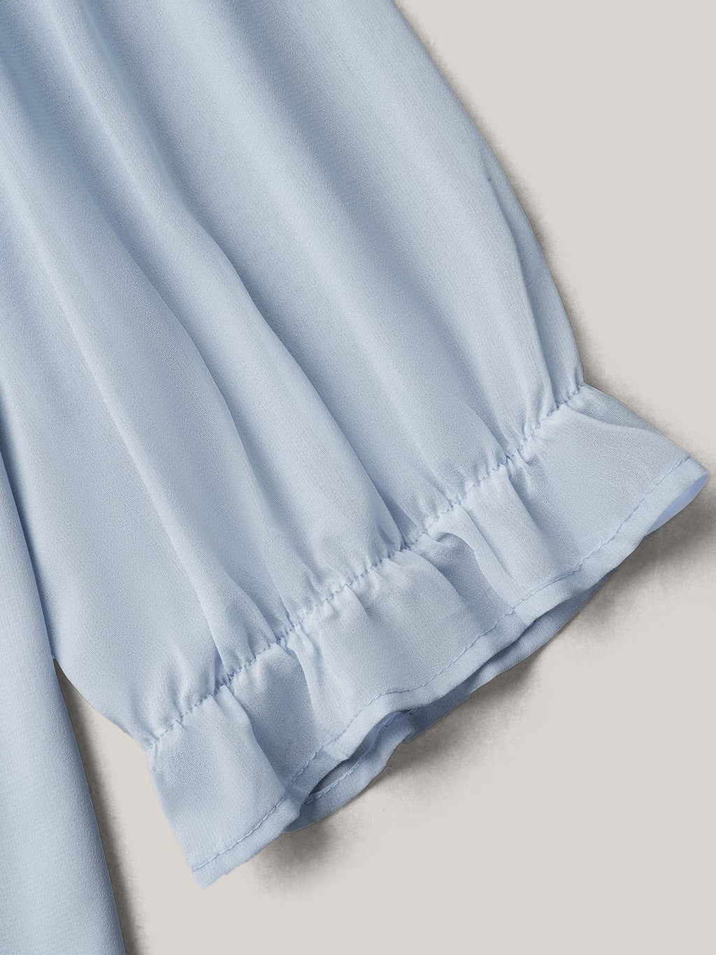 Chiffon Embroidery Puff Sleeve Pleated Shirt
