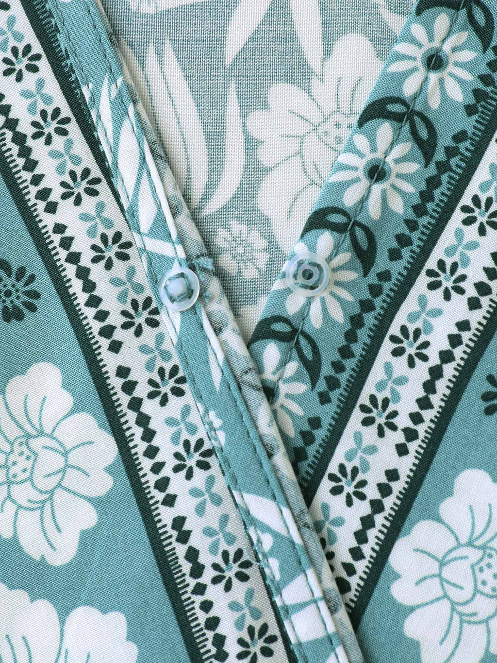 Floral Print Surplice Neck Waist-Cinched Shirt