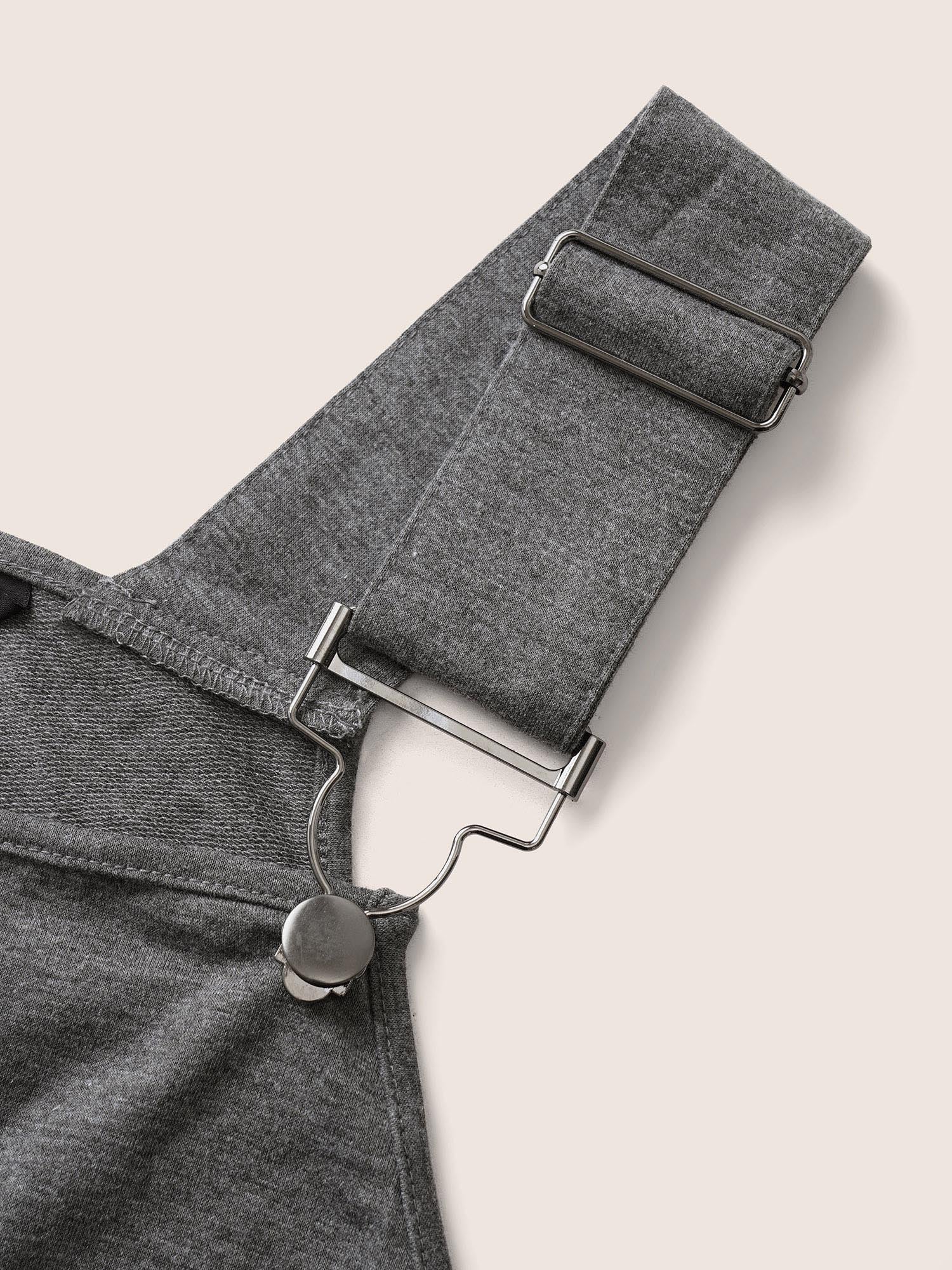 Solid Pocket Drawstring Overall Romper