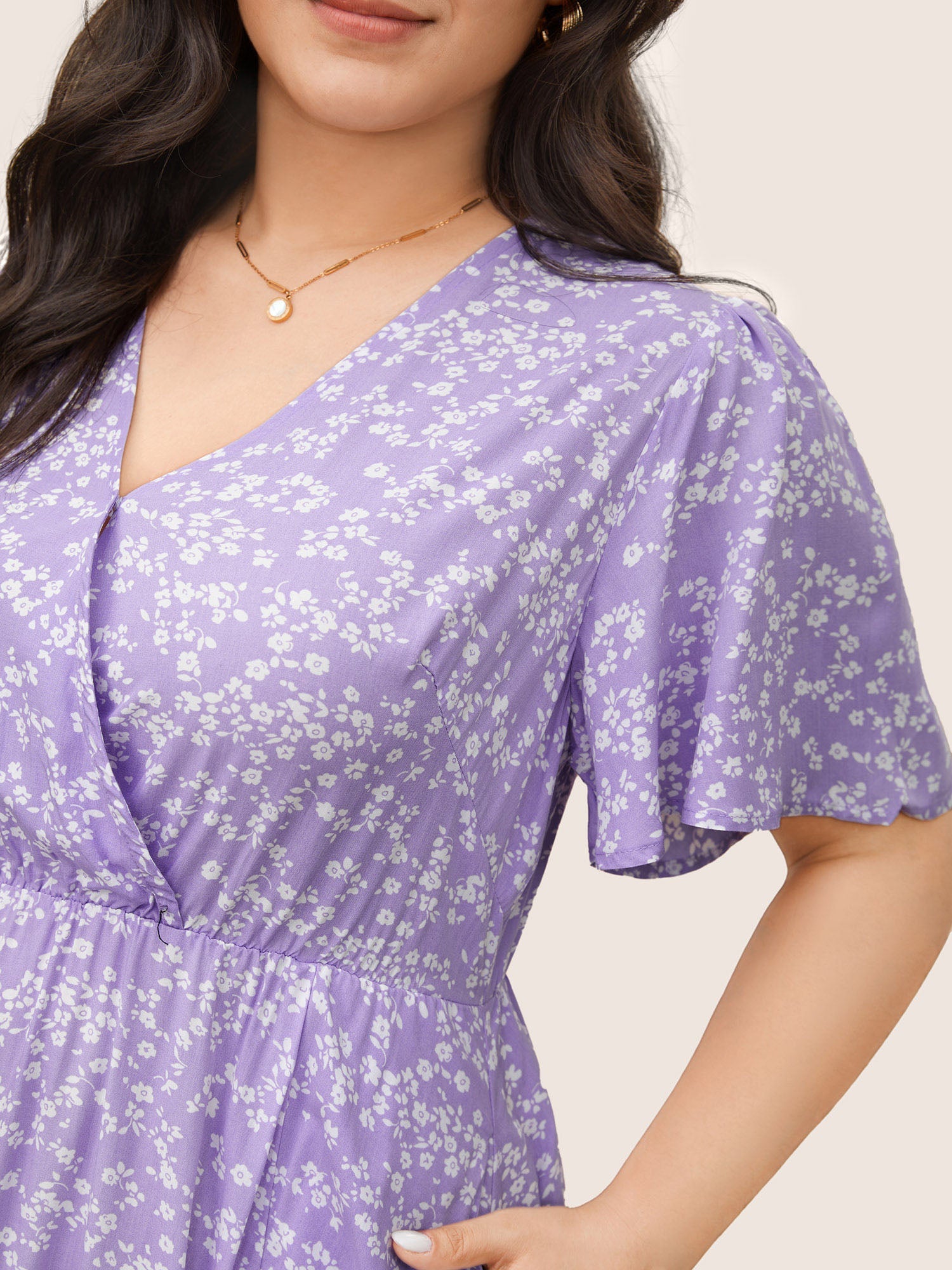 Bloom Dress - Flutter Sleeve Ditsy Floral Pocket Split Maxi Dress