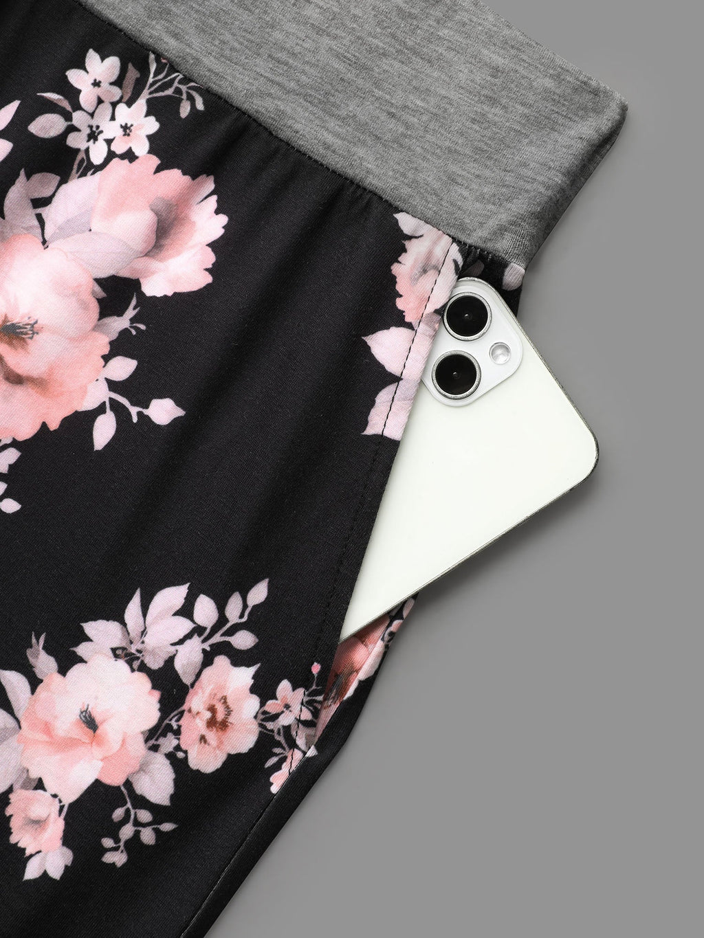 Floral Contrast Waist Lounge Bottoms