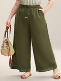 Drawstring Lace Detail Wide-Leg Pants