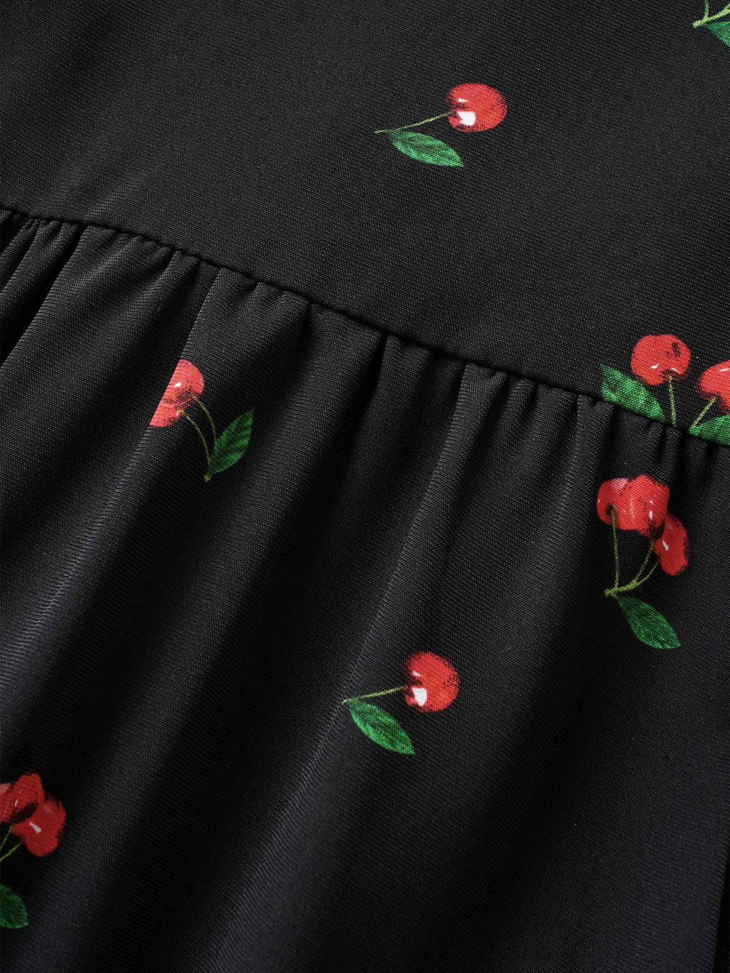 Citrus Fruit Print Heart Neckline Drawstring Pleated Dress