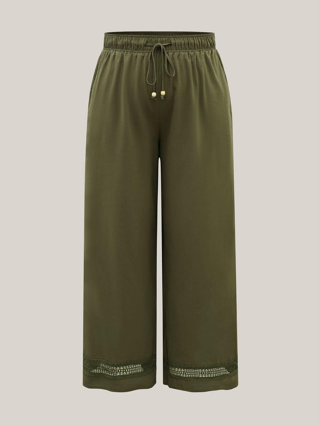 Drawstring Lace Detail Wide-Leg Pants