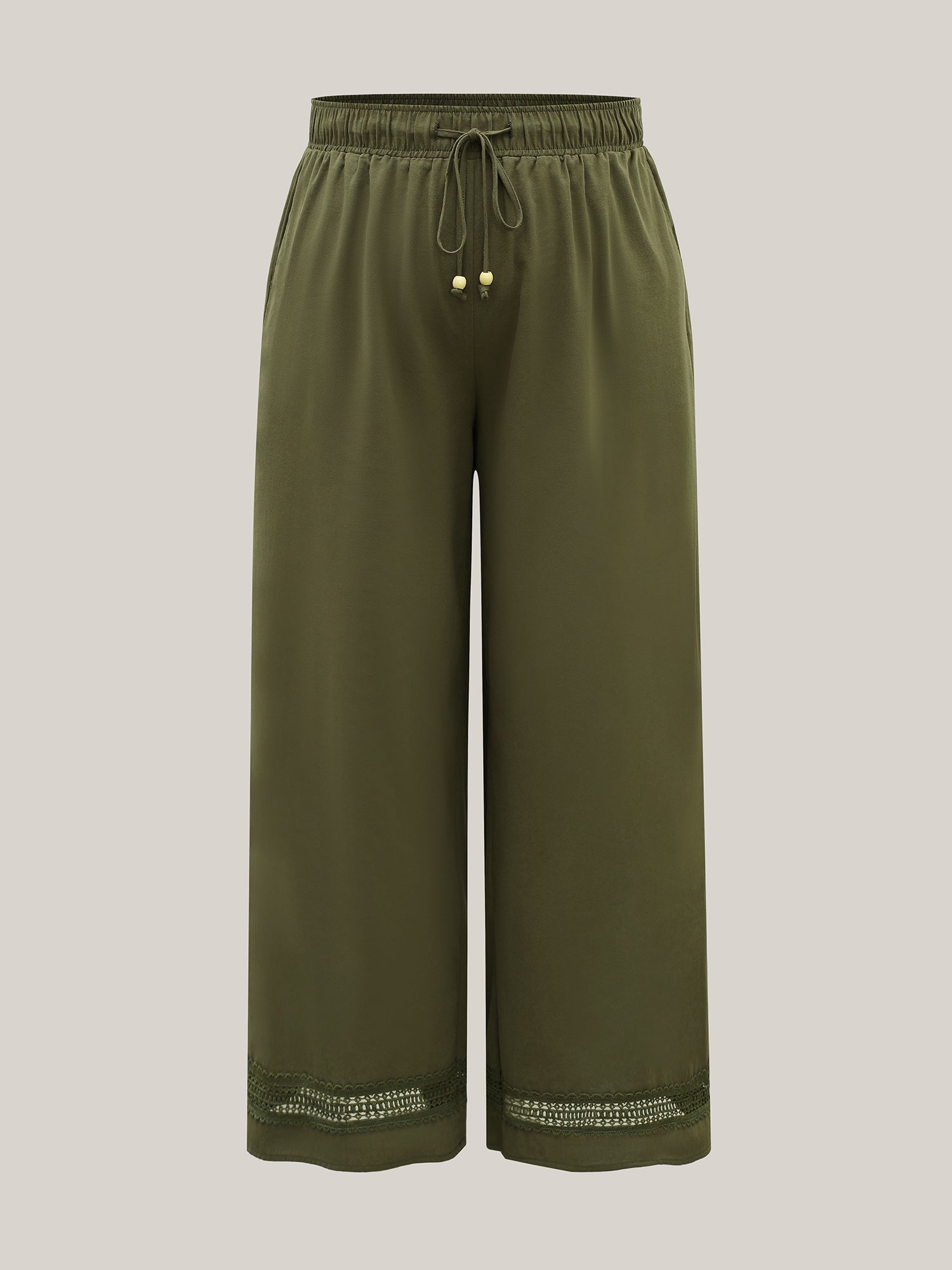Drawstring Lace Detail Wide-Leg Pants