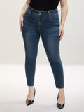 Whiskered Wash Mid-Rise Skinny-Fit Jeans