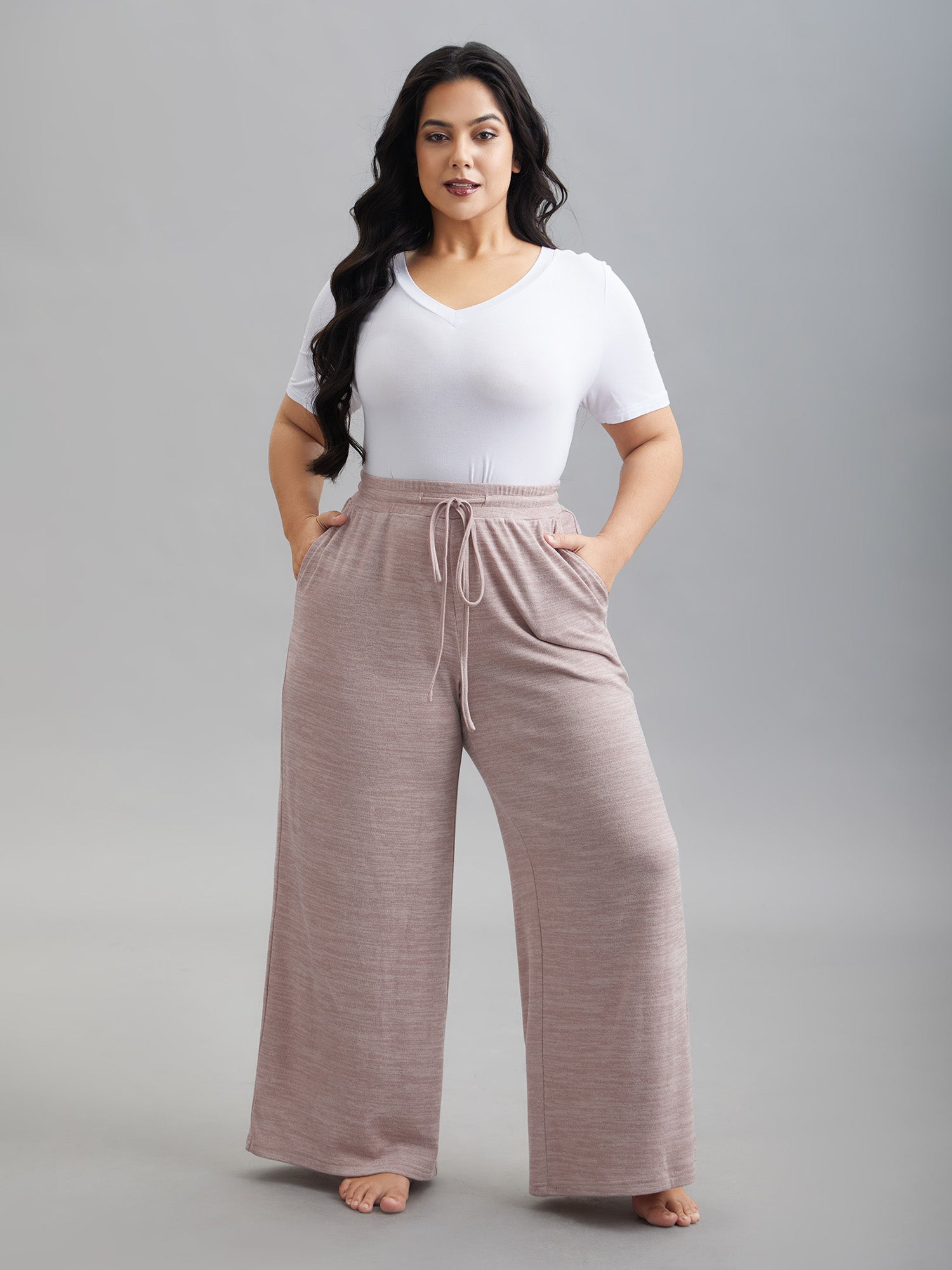Heather Drawstring Loose Lounge Bottoms